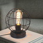 Lot de 2 lampes de table cage sphère en métal noir, douille E27