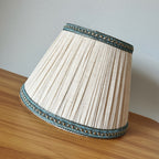 Abat-jour conique en lin naturel plissé pour lampe de table, Ø 30 cm