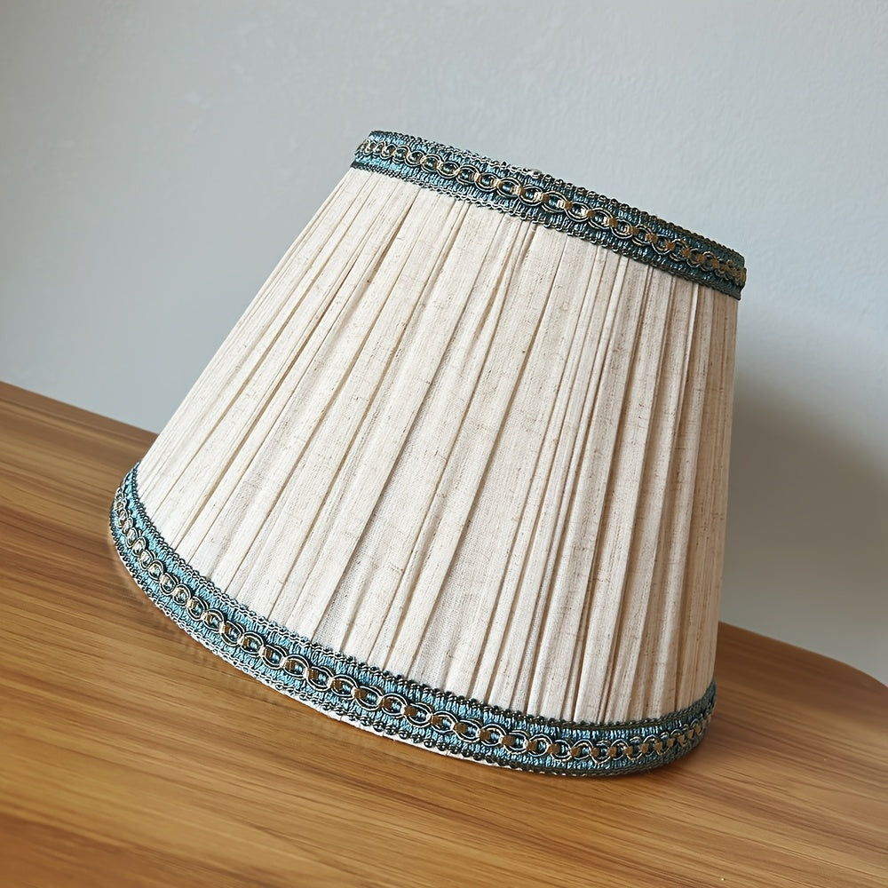 Abat-jour conique en lin naturel plissé pour lampe de table, Ø 30 cm