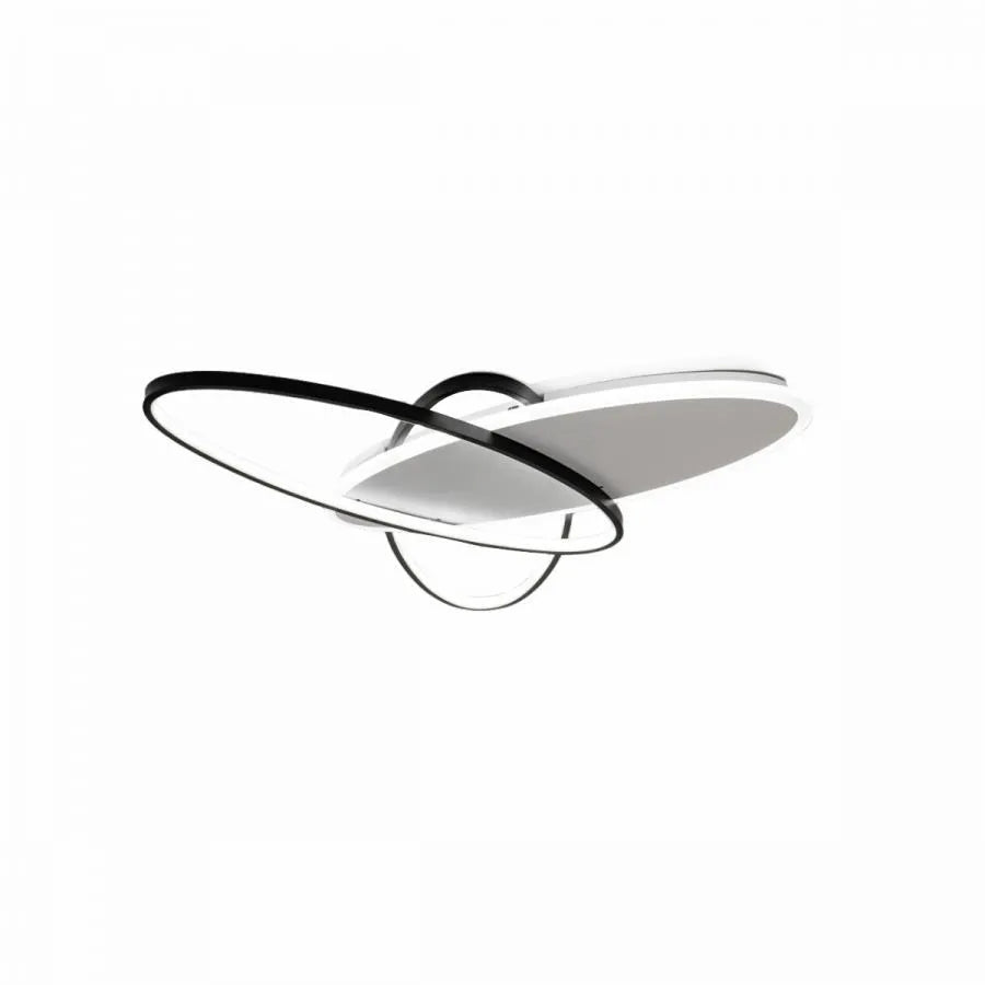 Plafonnier LED à trois ovales noir et blanc, 67,5 cm, télécommande