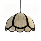 Abat-jour à pétales en toile beige aspect lin bordée de noir, Ø 30 cm