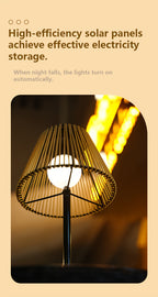 Lampe de table solaire d'extérieur à abat-jour en cordage kaki, IP44