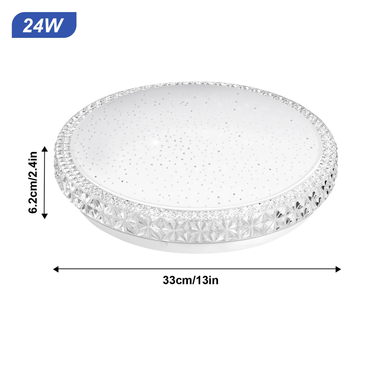 Lot de 2 plafonniers LED ronds effet cristal, Ø 33 cm, 24 W
