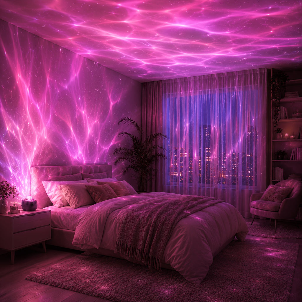 Veilleuse projecteur vagues d'eau, dôme noir pour salon et chambre
