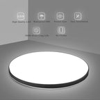 Plafonnier LED rond extra-plat noir IP65, Ø 47 cm, blanc froid 48 W