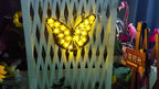 Applique solaire papillon en fer à fleurs jaunes, 35 cm