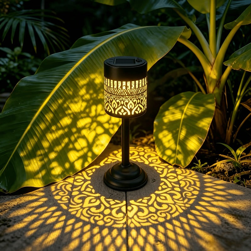 Lot de 2 lampes de table solaires ajourées sur pied, 26 cm, IP65