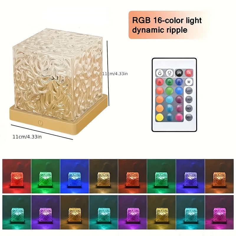 Lampe cube à reflets d'eau RVB, 16 couleurs et télécommande