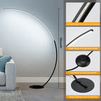 Lampadaire arc LED 25 W noir à minuterie et mémoire, 165 cm