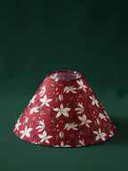 Lot de 2 abat-jour coniques rouges à fleurs crème, Ø 30 cm