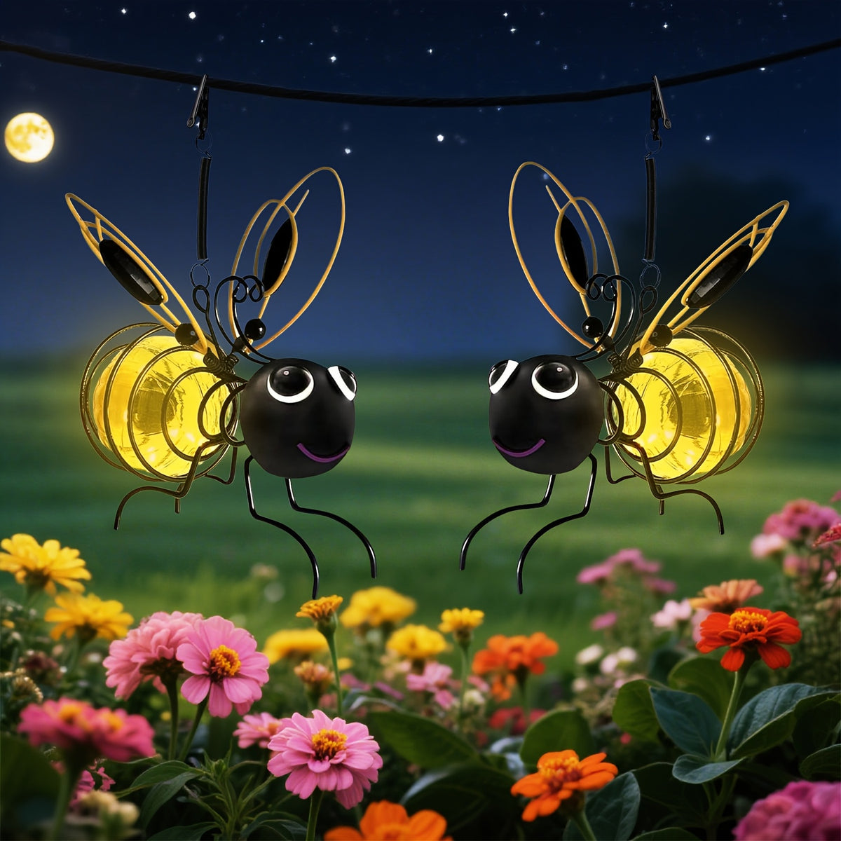 Suspension solaire abeille au corps lumineux