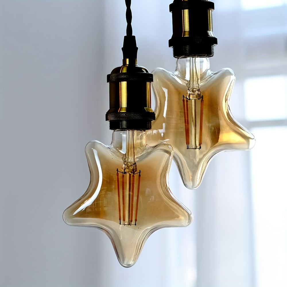 Lot de 2 ampoules LED filament en étoile, culot E27, verre ambré