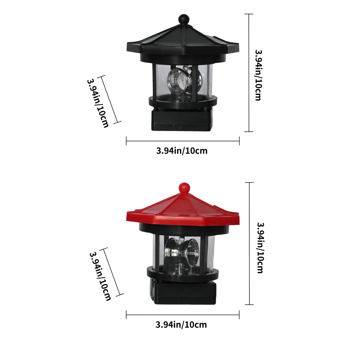 Lot de 2 lampes solaires pavillon octogonal, toit noir et rouge