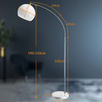 Lampadaire arc blanc, globe orientable et socle en marbre, 190-210 cm