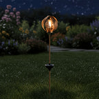 Lampe solaire de jardin boule marocaine en métal ajouré, 90 cm