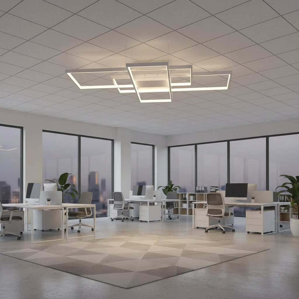Plafonnier LED blanc à cadres superposés et croisés, 84 W