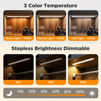 Lot de 2 lampes de placard LED à variateur, 3000K à 6000K, 30 ou 40 cm