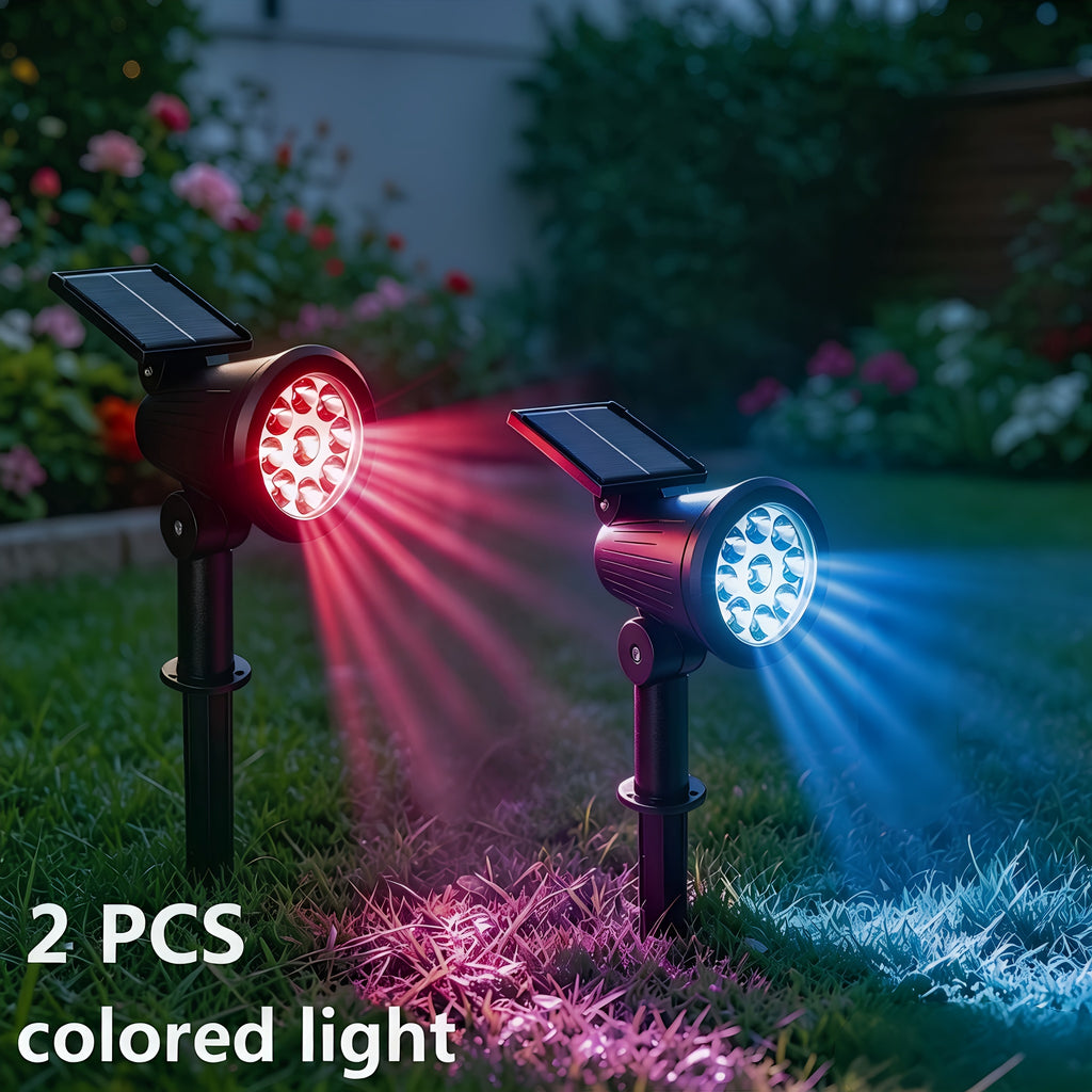Lumière Colorée à Angle Réglable à 180 Degrés Alimentée par Énergie Solaire / 2 pièces