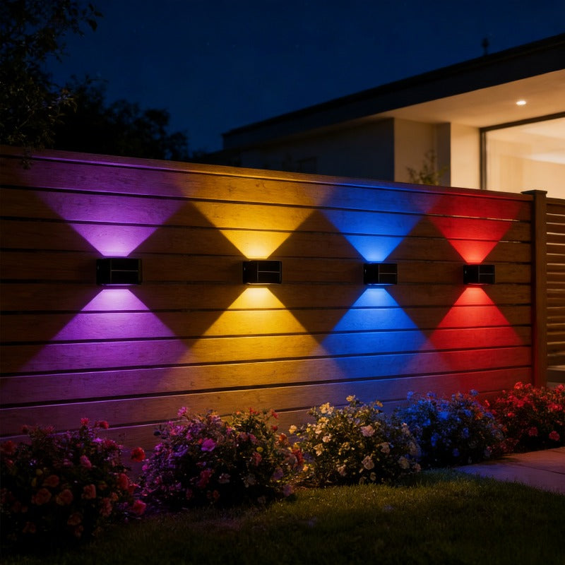 Applique murale solaire RVB à double faisceau, lot de 2, IP44