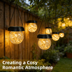Suspension solaire boule craquelée à micro-LED et 8 jeux de lumière