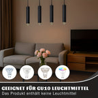 Suspension cylindre GU10 en aluminium Ø 5,5 cm, noire ou blanche