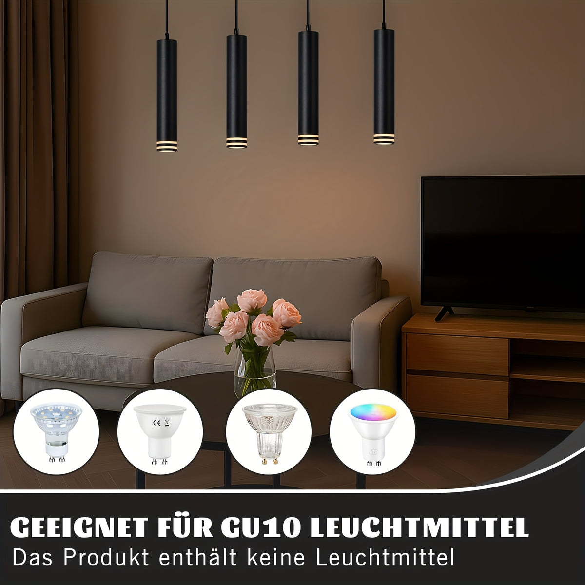 Suspension cylindre GU10 en aluminium Ø 5,5 cm, noire ou blanche
