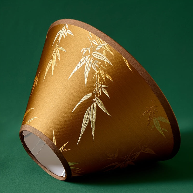 Abat-jour conique ocre à feuilles de bambou dorées, Ø 25 cm