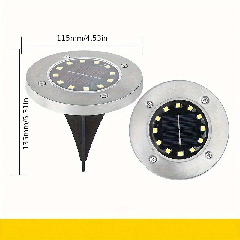 Spot solaire à enterrer en inox 12 LED, Ø 11,5 cm, lot de 5 à 15