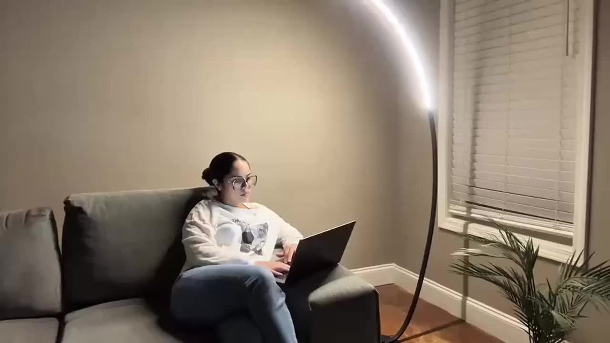 Lampadaire arc LED 165 cm avec télécommande et minuterie