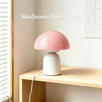 Lampe champignon en verre coloré et pied blanc, branchement USB