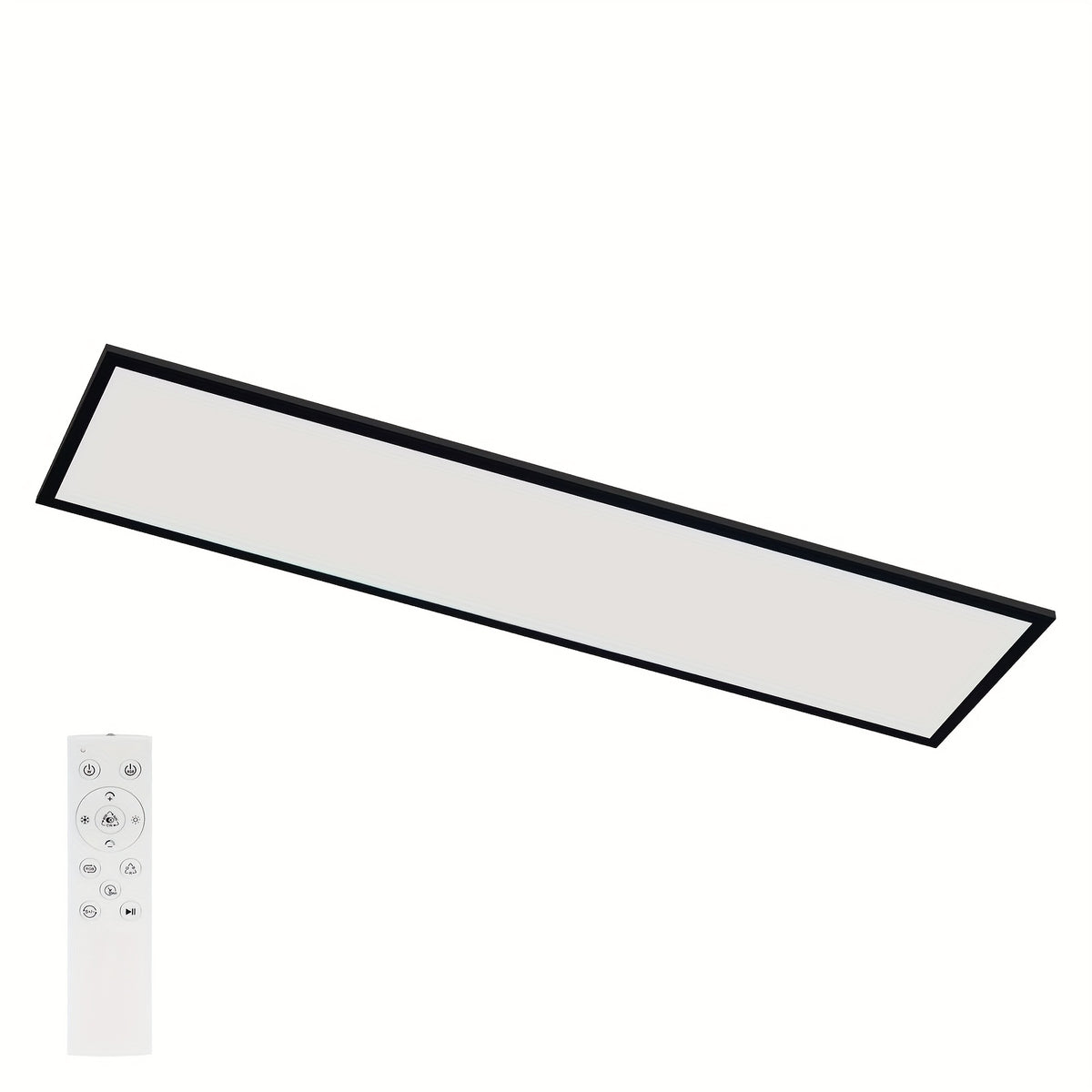 Panneau LED rectangulaire RVB à cadre noir, 120 cm, télécommande