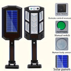 Applique solaire réverbère à détecteur éclairant sur 3 faces, lot de 2