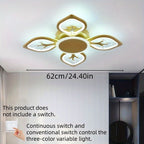 Plafonnier LED à 4 feuilles scintillantes, doré, blanc ou noir