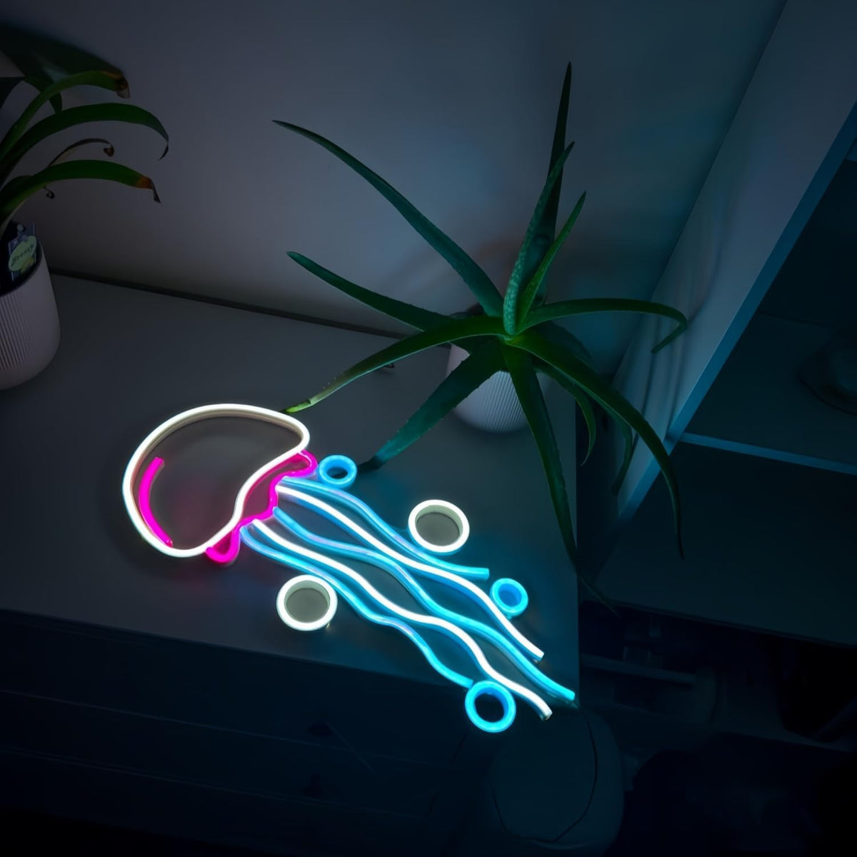 Néon LED méduse multicolore sur plaque acrylique, 40 cm, USB