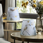 Lot de 2 petits abat-jour en tissu imprimé oiseaux et fleurs