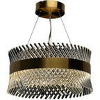 Lustre LED couronne de cristal torsadé et anneau doré, Ø 40 cm