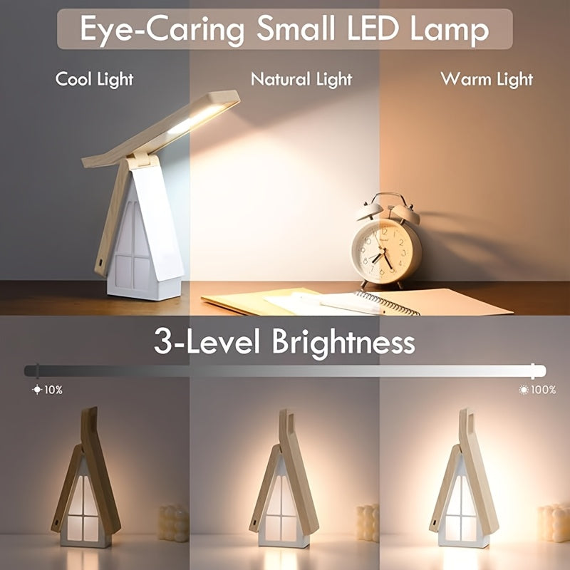 Lampe de chevet LED maisonnette 2 en 1, veilleuse et lampe de bureau