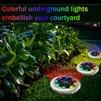 Spot solaire de sol multicolore 8 LED, Ø 7,2 cm, lot de 8 ou de 12
