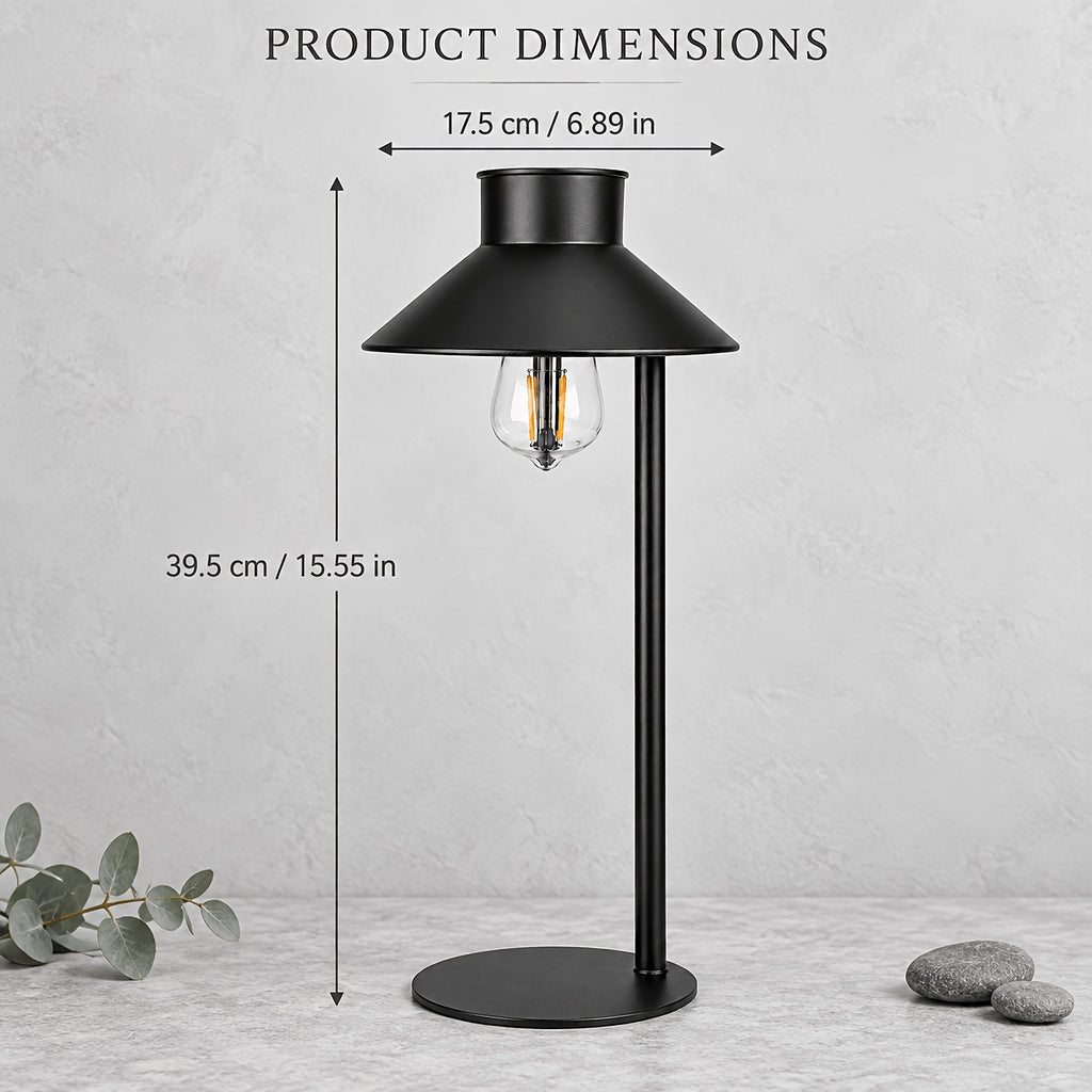 Lampe de table solaire vintage à ampoule Edison, abat-jour conique