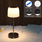 Lampe de chevet sans fil réglable en hauteur, abat-jour côtelé