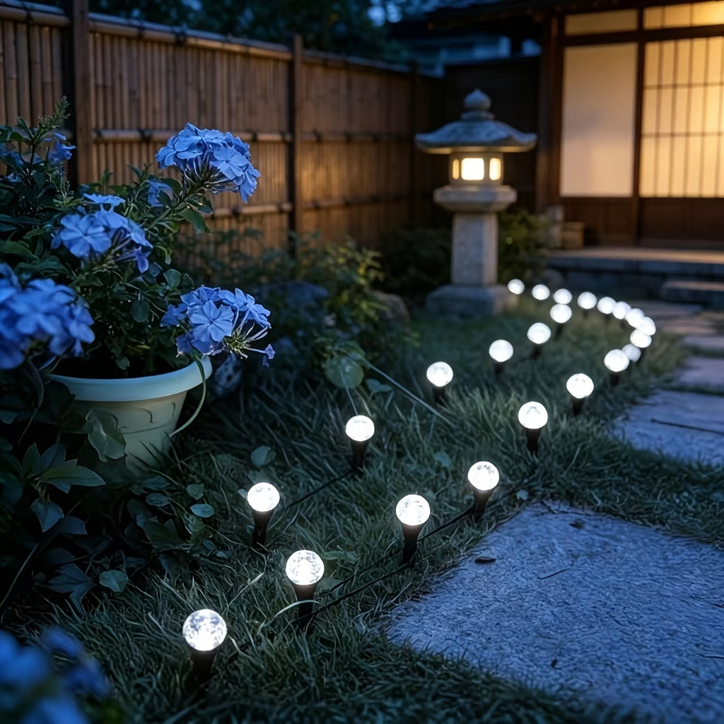 Guirlande solaire de jardin à 30 boules craquelées, 8 modes