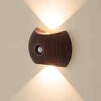 Applique murale LED ovale à détecteur, effet bois ou doré