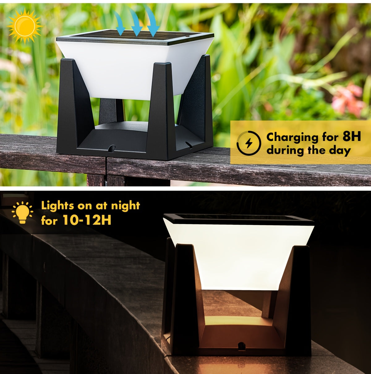 Lampe solaire de pilier IP65 à coque noire, trois tailles au choix
