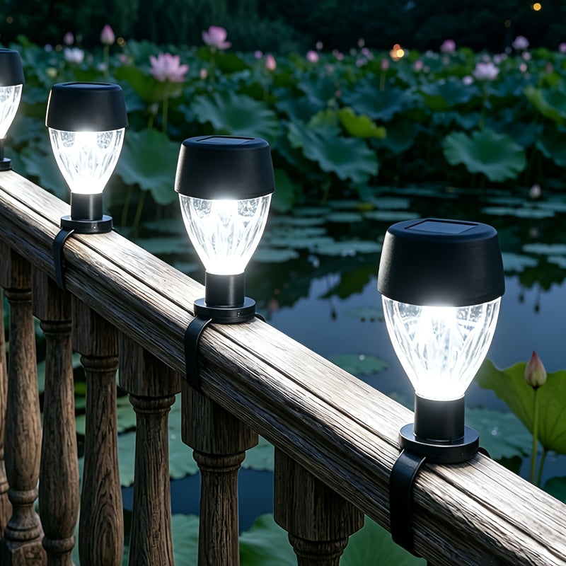 Lot de 8 lampes solaires pour rampe et clôture, fixation collier