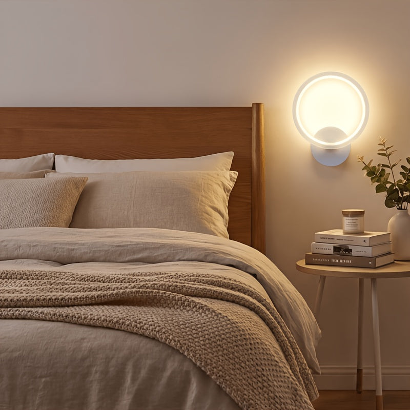 Applique murale anneau LED blanche rechargeable à télécommande