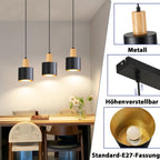 Suspension 3 cylindres noirs sur barre de 40 cm, intérieur doré
