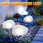 Lampe solaire galet en verre dépoli, lot de 3 pour massifs