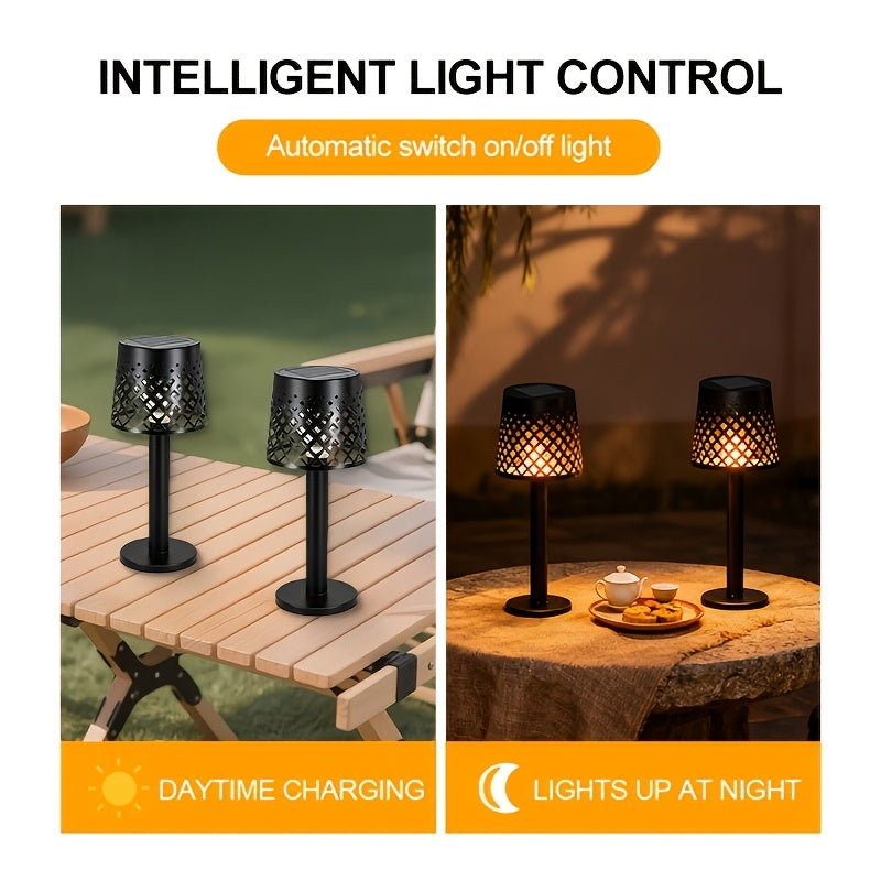 Lot de 2 lampes de table solaires à abat-jour treillis, 21 cm