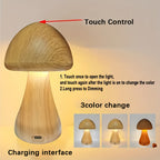 Lampe champignon effet bois, veilleuse tactile rechargeable 17 cm