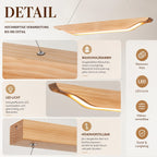 Suspension LED linéaire en bois clair aux bords relevés, 90 cm